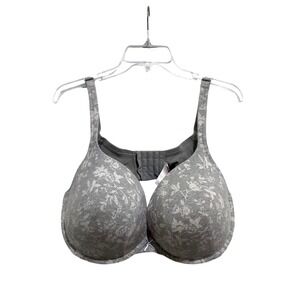 Cacique Grey Floral Full Coverage Underwire Bra 44DDD Plus Size Lightly Lined